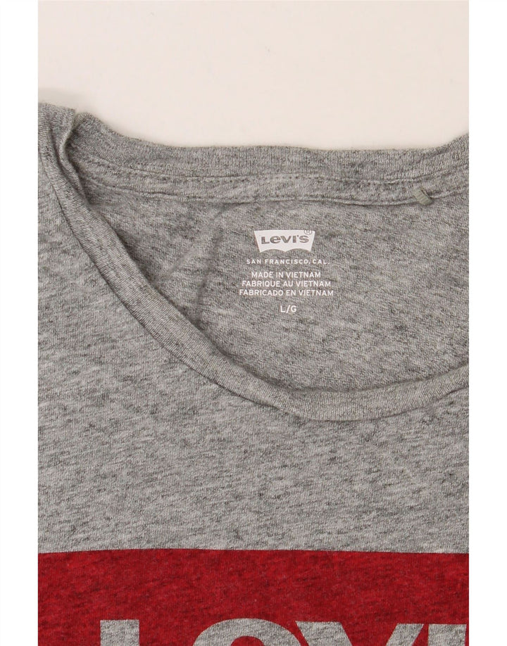 LEVI'S Womens Graphic T-Shirt Top UK 16 Large Grey Vintage Levi's and Second-Hand Levi's from Messina Hembry 
