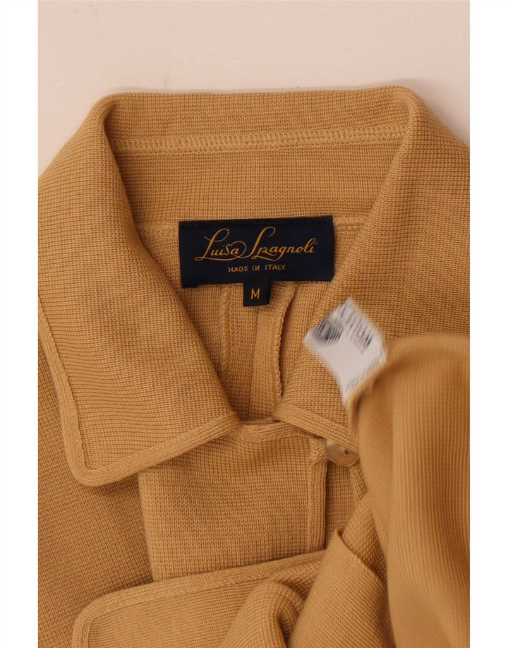 Luisa Spagnoli Pulover Cardigan Femei UK 14 Medium Bej Lână