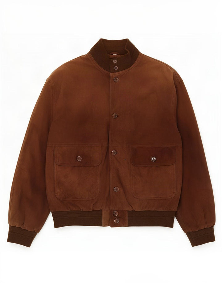 Jachetă Bomber Vintage pentru bărbați din piele intoarsa IT 52 XL din piele maro