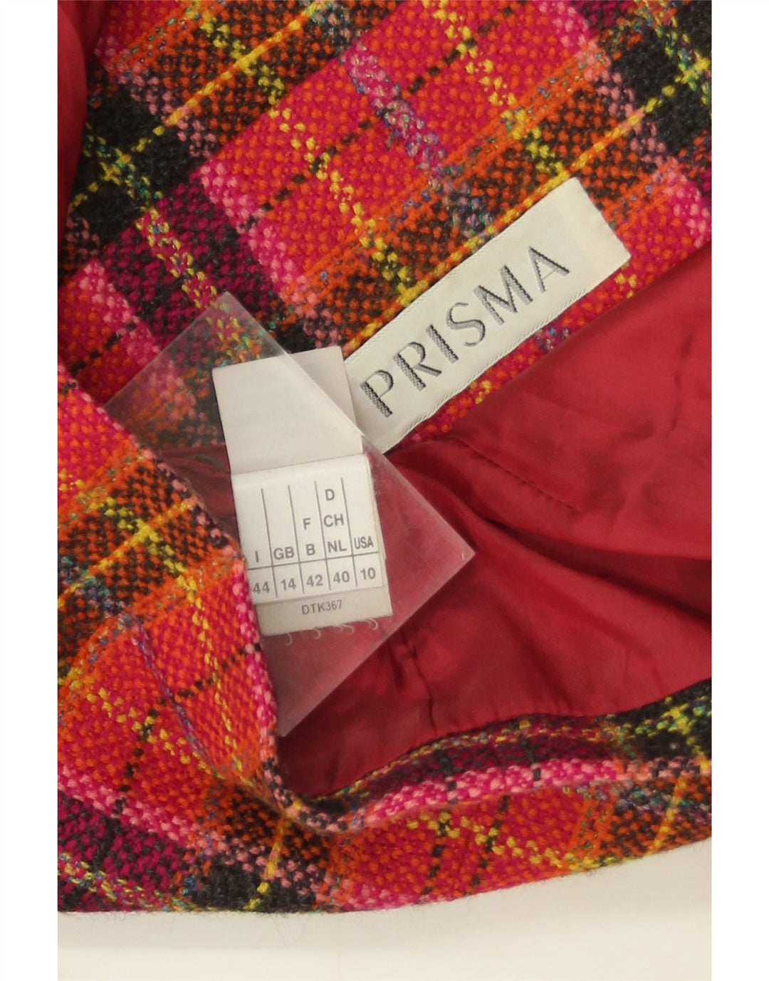 Jachetă pentru femei Prisma, cu 5 nasturi, UK 14, lână mare cu carouri roșii