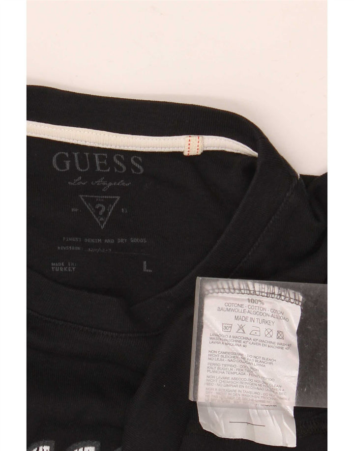 Top grafic Guess pentru femei cu mânecă lungă UK 14, mare, negru, bumbac
