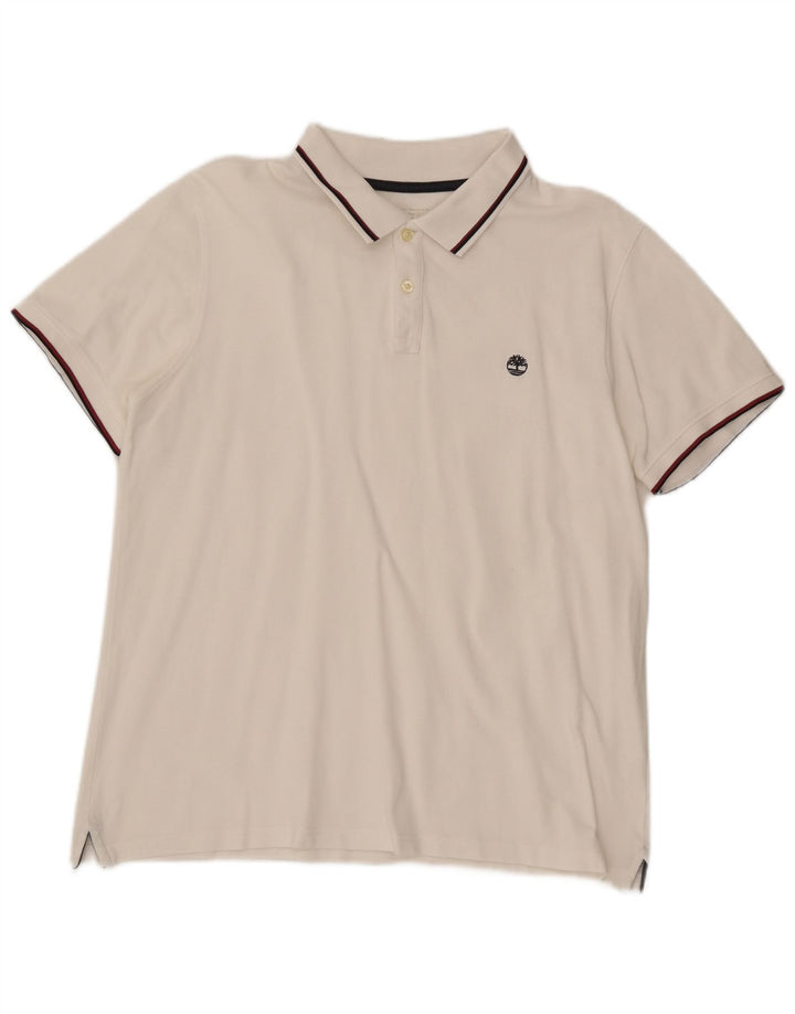 Tricou polo pentru bărbați TIMBERLAND Slim Fit, mare, alb