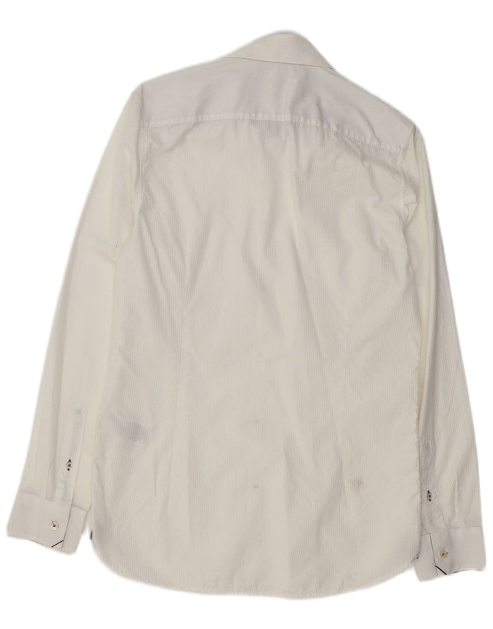 TED BAKER Mens Shirt Size 15 Medium White Striped Cotton
