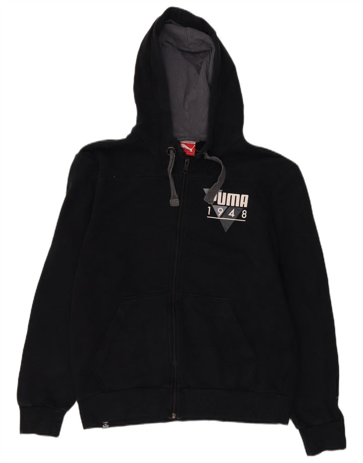 Pulover Puma Graphic Zip pentru bărbați, bumbac mediu negru