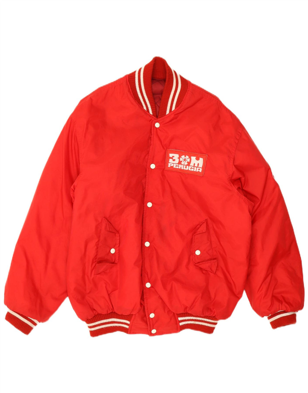Jachetă vintage pentru bărbați cu grafică Varsity UK 38 Poliamidă roșie medie