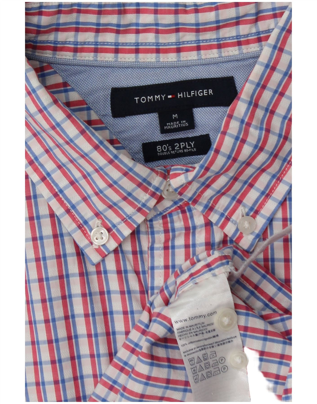 Cămașă pentru bărbați TOMMY HILFIGER anii 80, cu două straturi, bumbac cu carouri multicolore medii