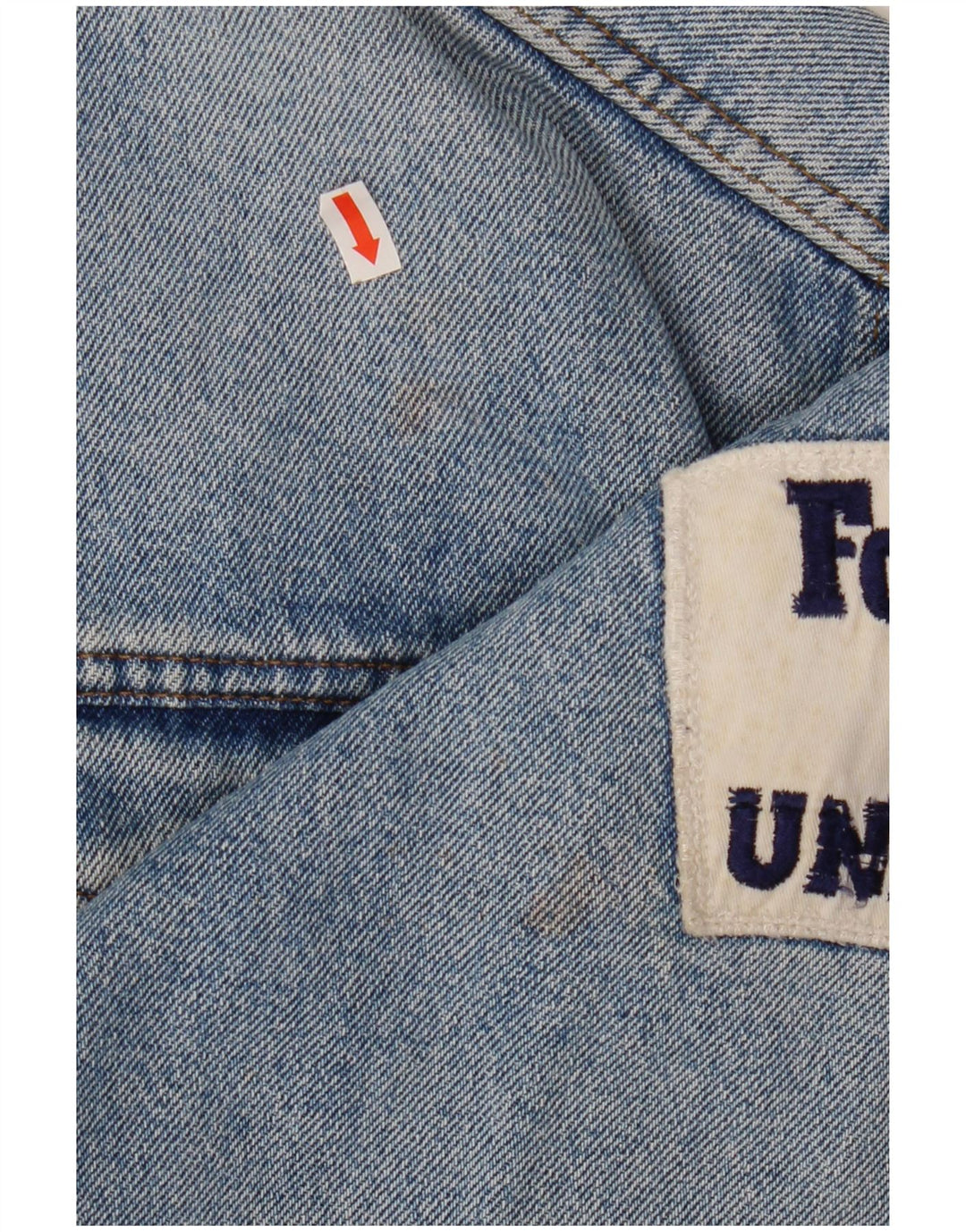 Jachetă UNIFORM pentru femei Crop Graphic Denim UK 14 Large Blue