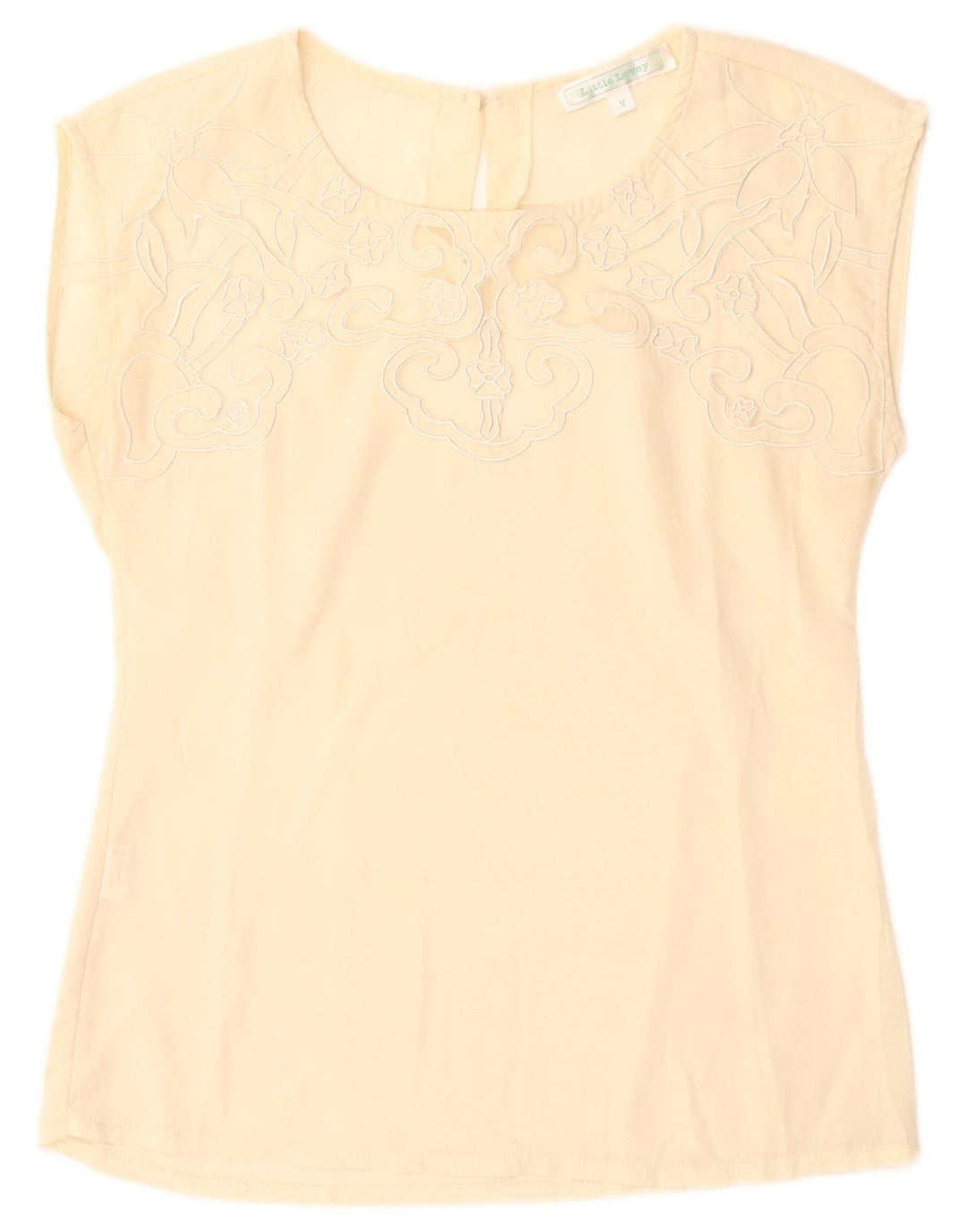 Bluză Vintage pentru femei UK 12 Medium Bej Poliester Floral