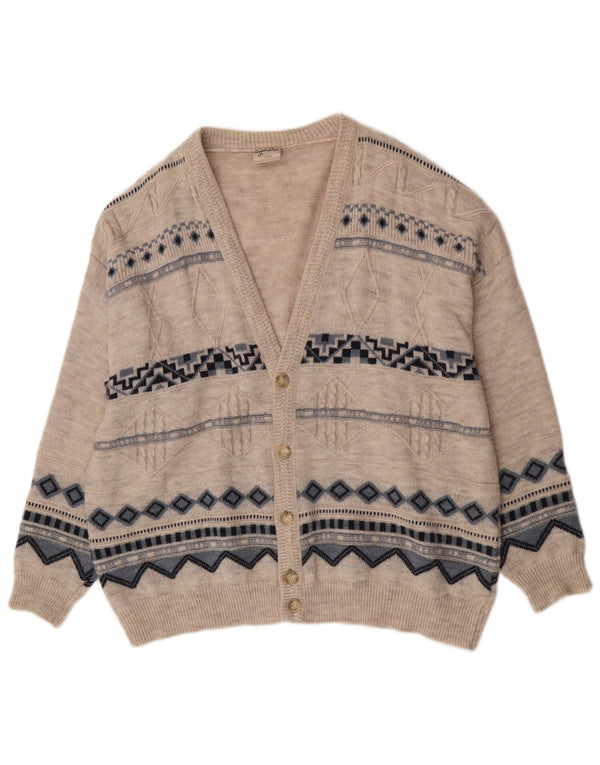 Angelo Litrico Pulover Cardigan Bărbați 3XL Bej Geometric Acrilic