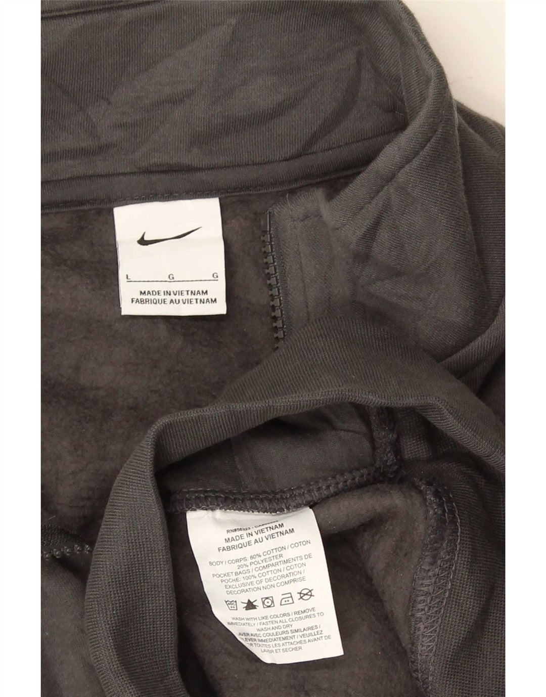 Hanorac pentru bărbați Nike, cu fermoar, cu gât, din bumbac mare, gri