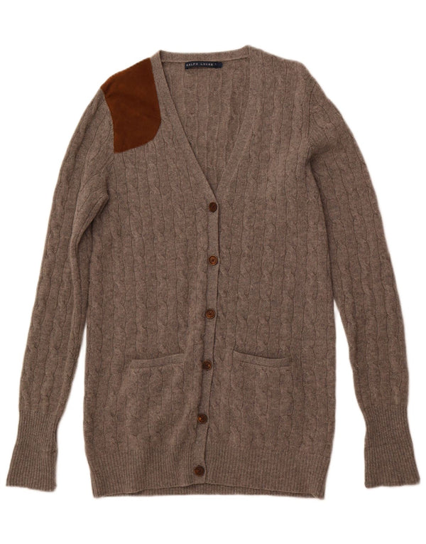 Pulover cardigan cu paragate RALPH LAUREN pentru femei UK 14 mare, gri, bloc de culoare