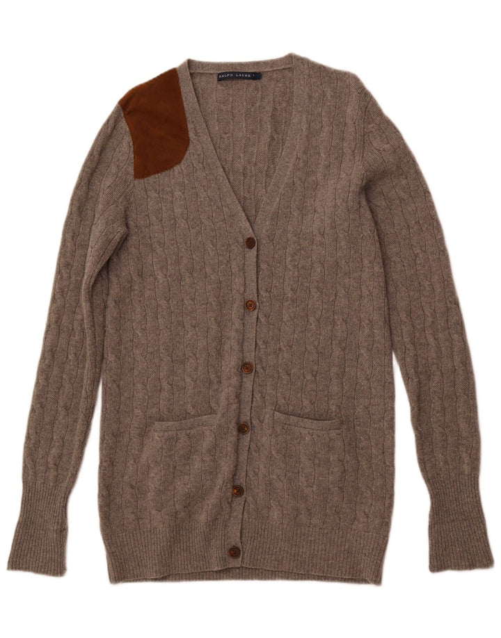 Pulover cardigan cu paragate RALPH LAUREN pentru femei UK 14 mare, gri, bloc de culoare