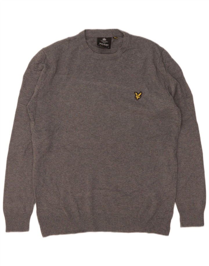 Pulover Lyle & Scott pentru bărbați, cu gât roșu, bumbac cu pete mici, gri