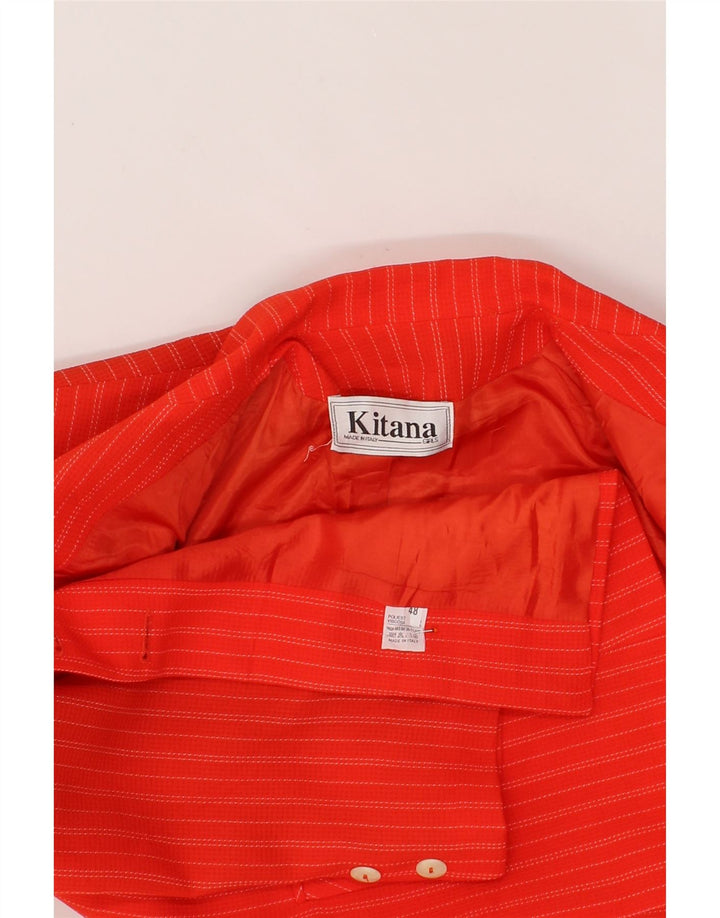 VINTAGE Womens Longline 3 Button Blazer Jacket IT 48 XL Red Striped Vintage Vintage and Second-Hand Vintage from Messina Hembry 