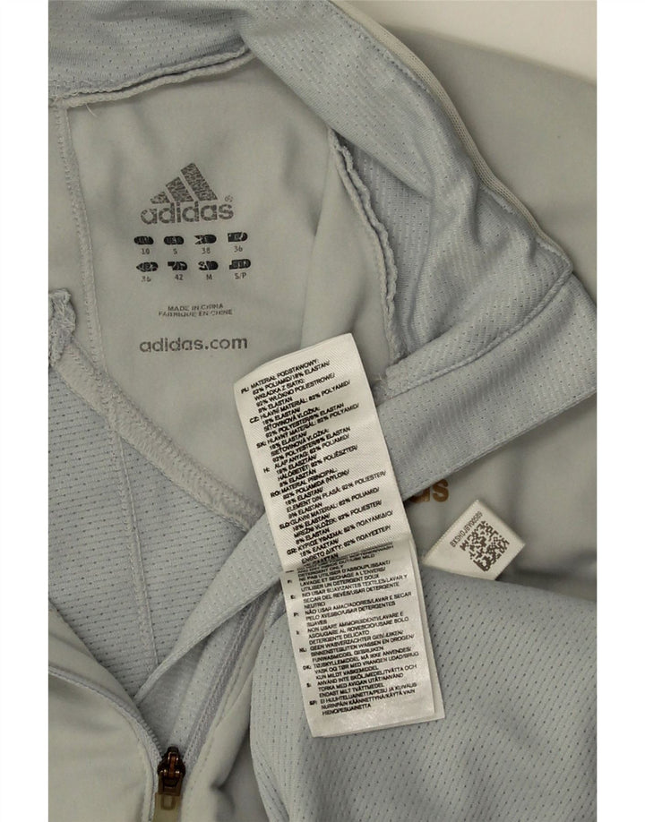 Top de trening Adidas Climacool Zip Neck Pullover pentru femei UK 10 Small Gri