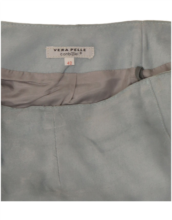 Fusta din piele vintage pentru femei IT 42 Medium W27 Piele albastra