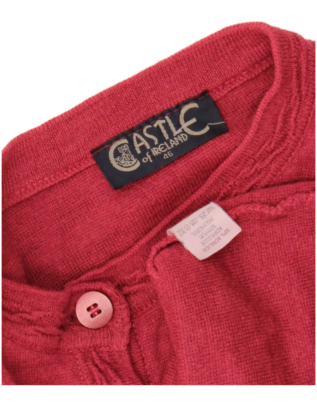 CASTLE OF IRELAND Pulover cardigan pentru femei UK 16 Lână mare roz