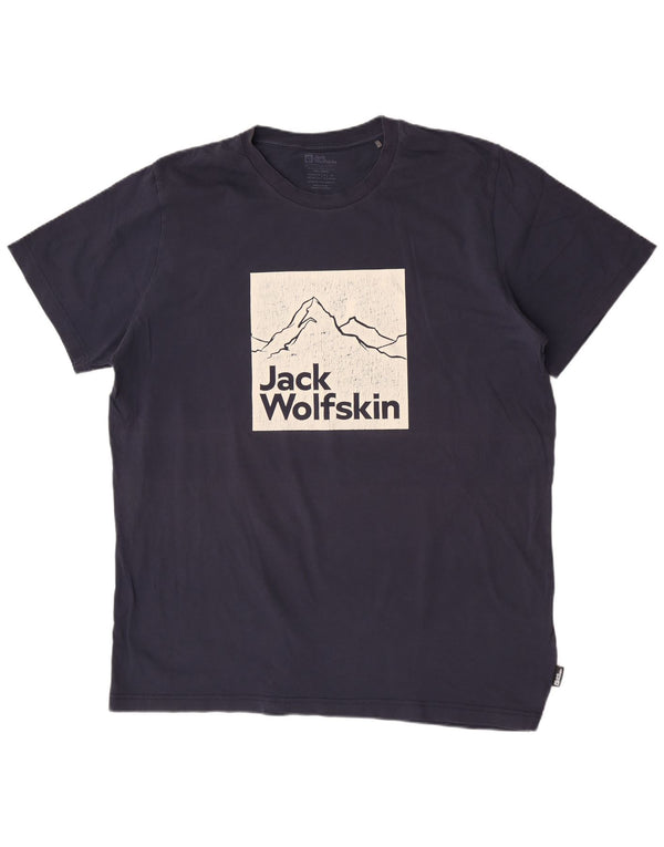 Tricou cu grafic Jack Wolfskin pentru bărbați, cu croiala normală, 2XL, bumbac bleumarin