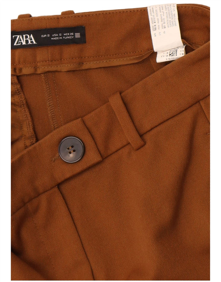 Pantaloni chino Flare pentru femei Zara Mici L26 L32 Maro Poliester