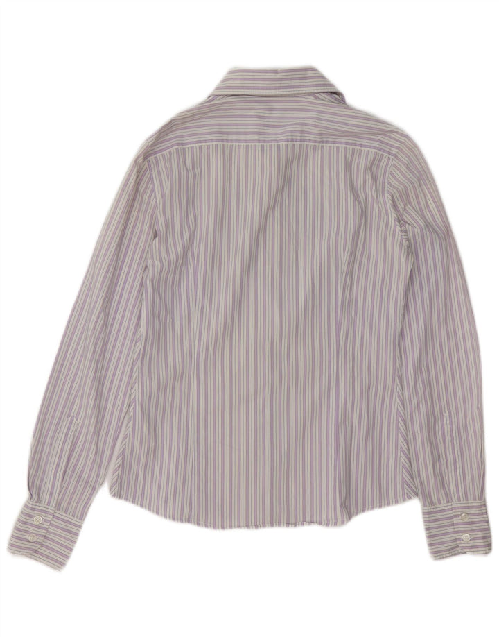 Cămașă Benetton pentru femei UK 14, bumbac cu dungi violet mediu