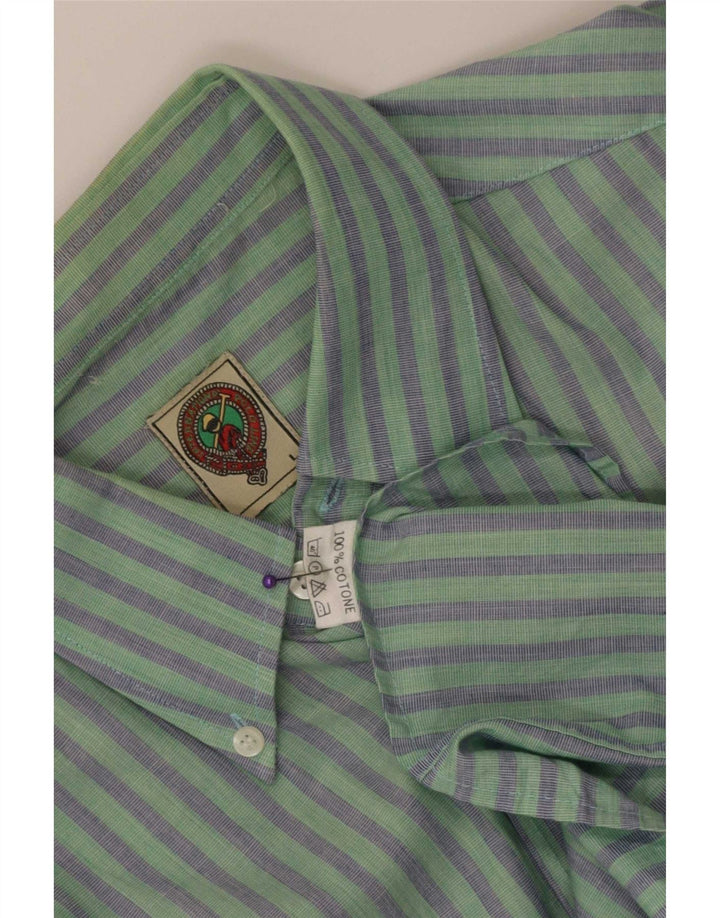 Cămașă Vintage pentru bărbați, mare, verde, cu dungi din bumbac