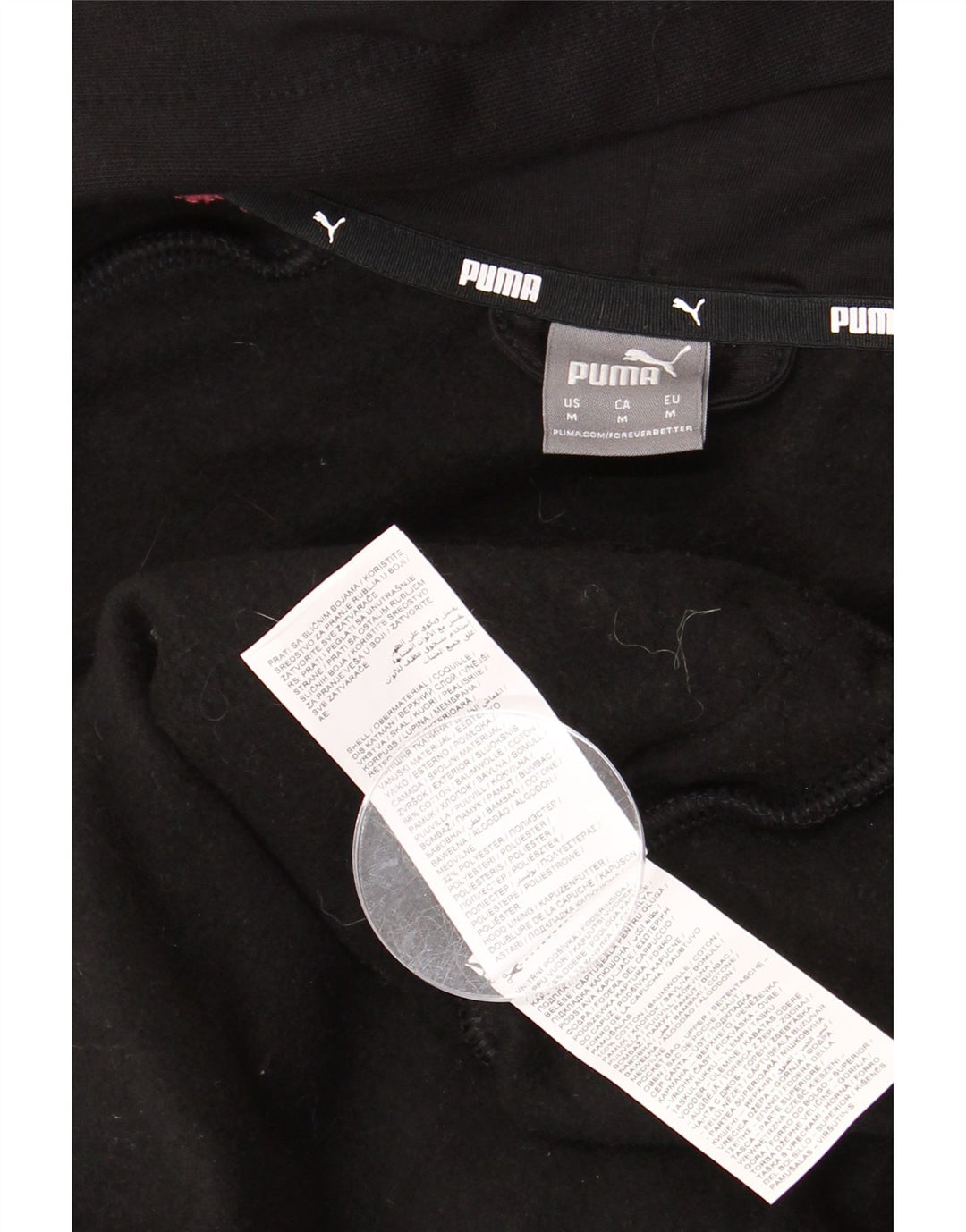 Pulover Puma pentru femei, cu fermoar, UK 14, bumbac color bloc negru mediu