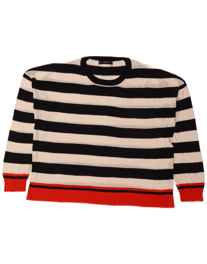 Pulover pentru damă Zara, cu gât turnut, mare, cu dungi multicolore