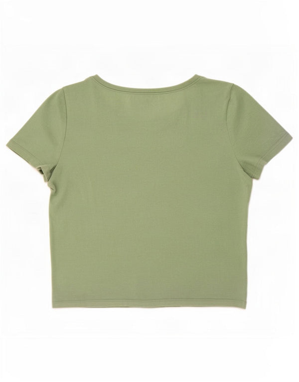 Hollister Crop Tricou Top pentru femei UK 8 Small Green Cotton