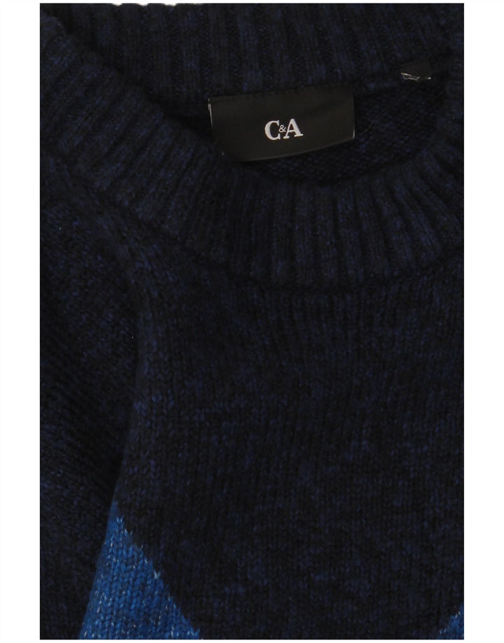 C & A Pulover pentru bărbați cu decolteu rotund Mic bleumarin Argyle/Diamond
