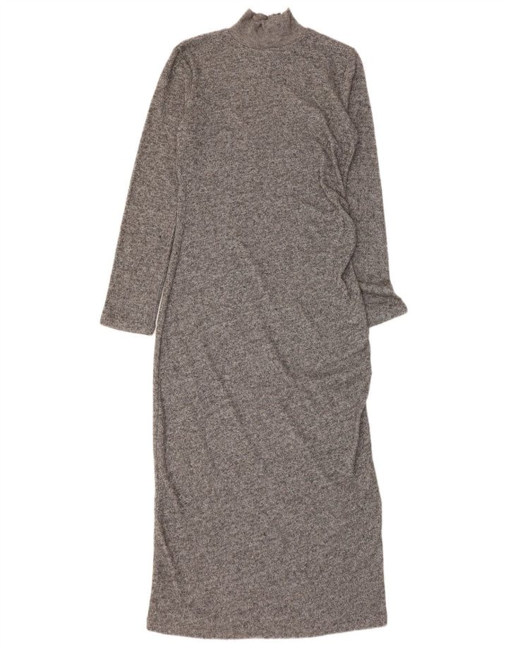 Rochie cu jumper maxi ZARA pentru femei UK 14 mare, gri poliester cu pete