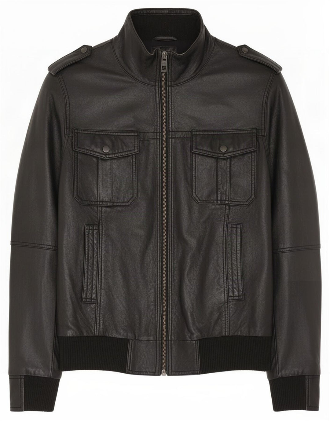 Jachetă militară din piele pentru bărbați Bench UK 38 Medium Black