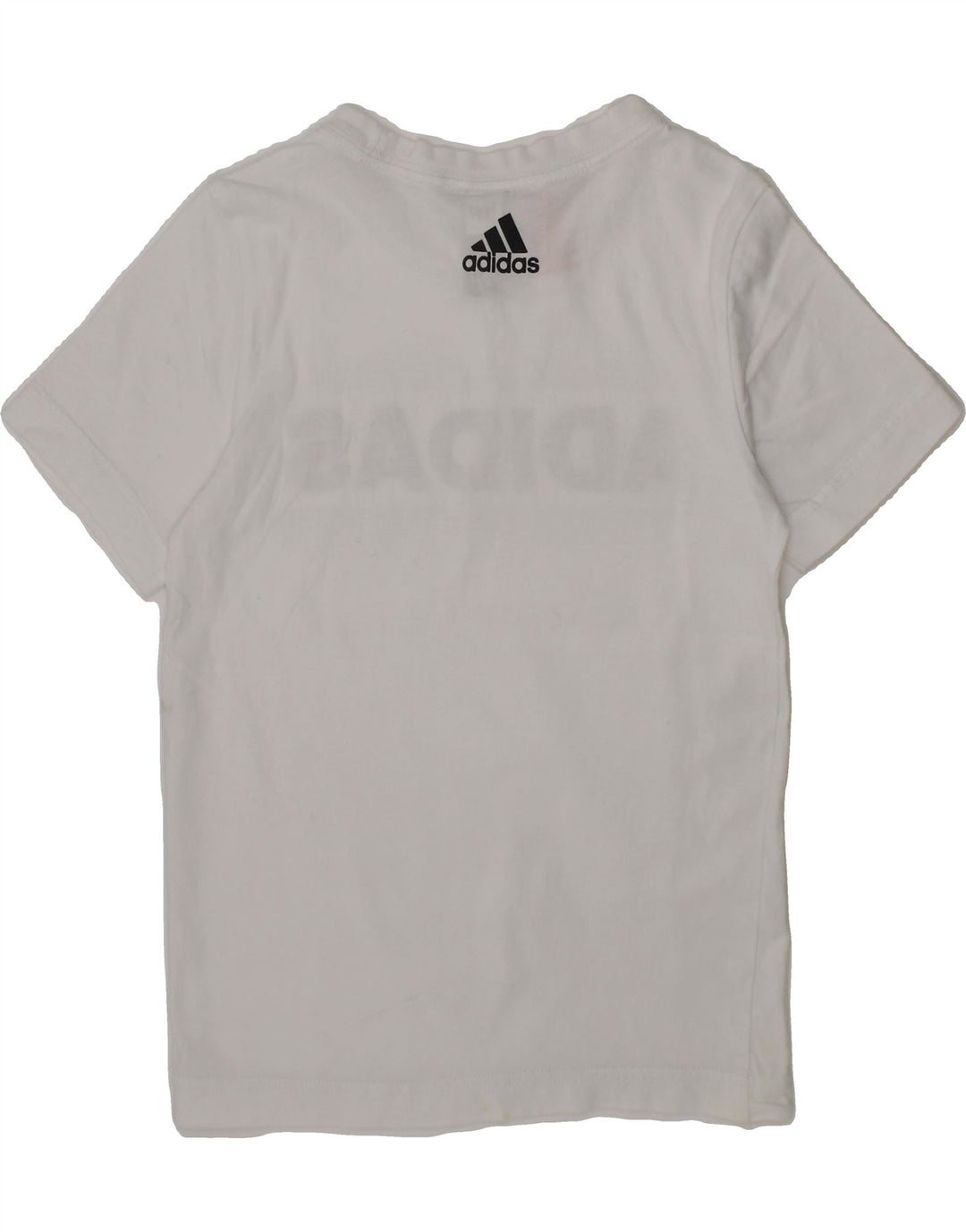 ADIDAS Boys Graphic T-Shirt Top 7-8 Years White Vintage Adidas and Second-Hand Adidas from Messina Hembry 