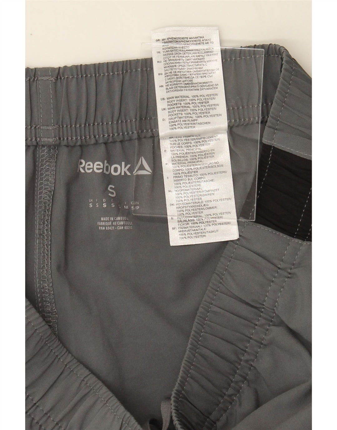 REEBOK Mens Sport Shorts Small  Grey Colourblock Polyester Vintage Reebok and Second-Hand Reebok from Messina Hembry 