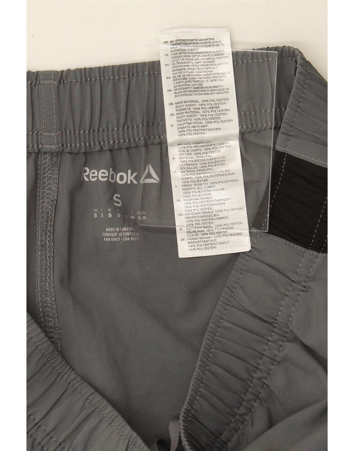 REEBOK Mens Sport Shorts Small  Grey Colourblock Polyester Vintage Reebok and Second-Hand Reebok from Messina Hembry 