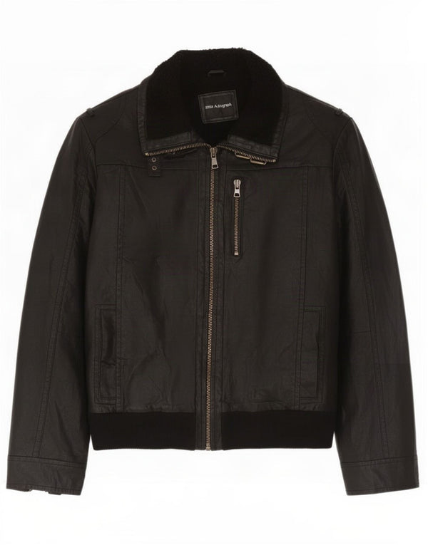Geacă din piele pentru bărbați Marks & Spencer Autograph Sherpa UK 42 XL Negru