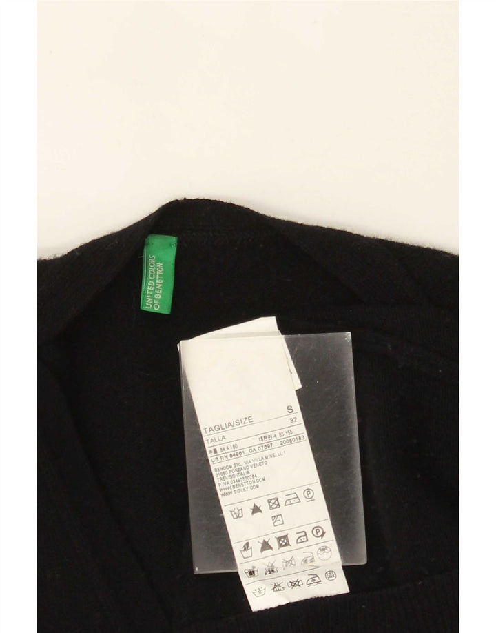 Pulover cardigan pentru femei Benetton UK 10 Lână neagră mică