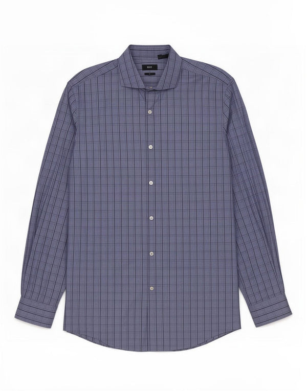 Cămașă pentru bărbați Hugo Boss Slim Fit Mărimea 43 17 XL Bumbac cu check albastru