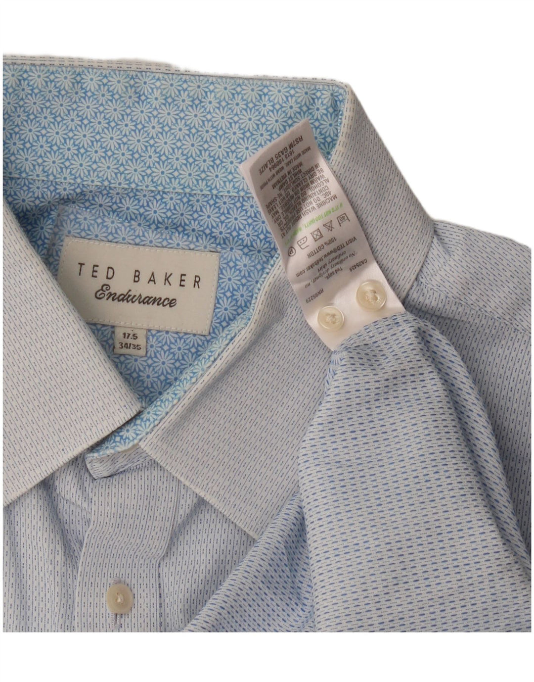 Cămașă pentru bărbați Ted Baker Mărimea 17 1/2 XL Bumbac cu pete albastre