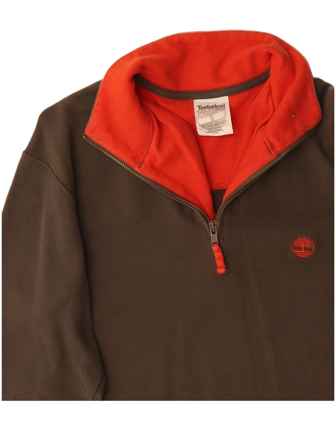 Top de trening TIMBERLAND pentru bărbați, cu formă regulată, cu fermoar și gât, kaki mediu