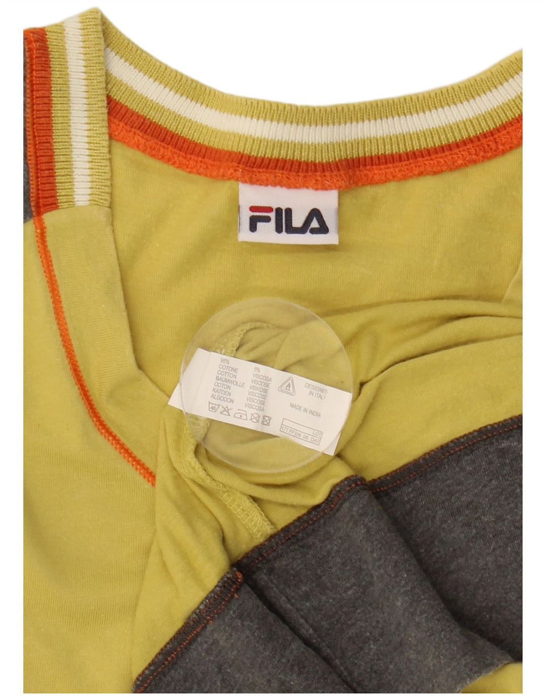 Tricou cu grafică Fila pentru bărbați Top mediu galben din bumbac color bloc