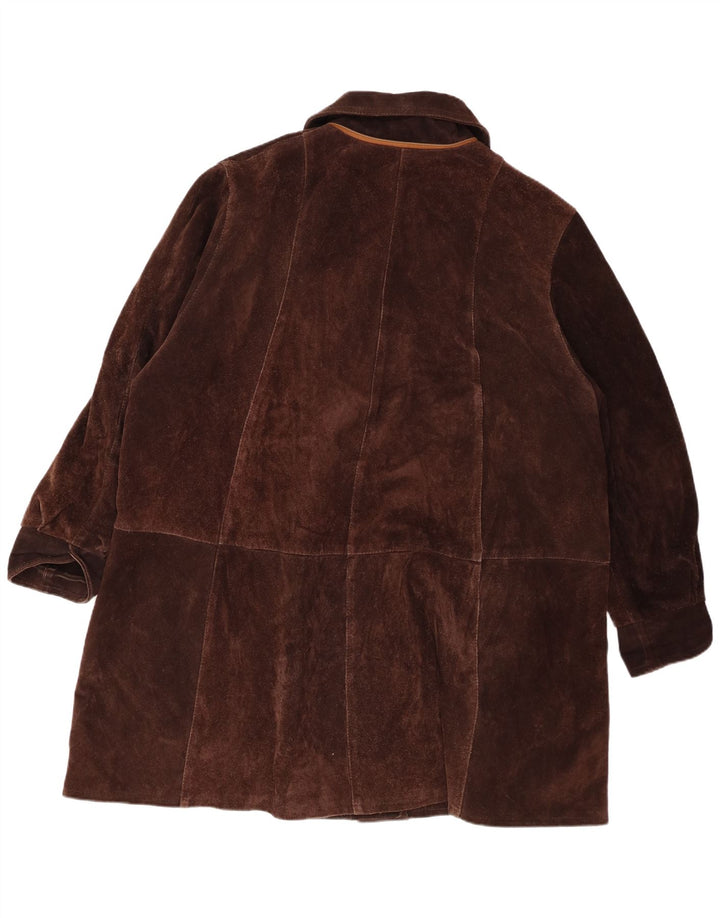 Pardesiu supradimensionat din piele intoarsa pentru femei Vintage UK 20 2XL maro