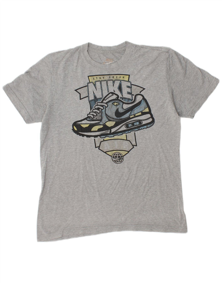 Tricou grafic NIKE pentru bărbați, cu croială obișnuită, top, gri mediu