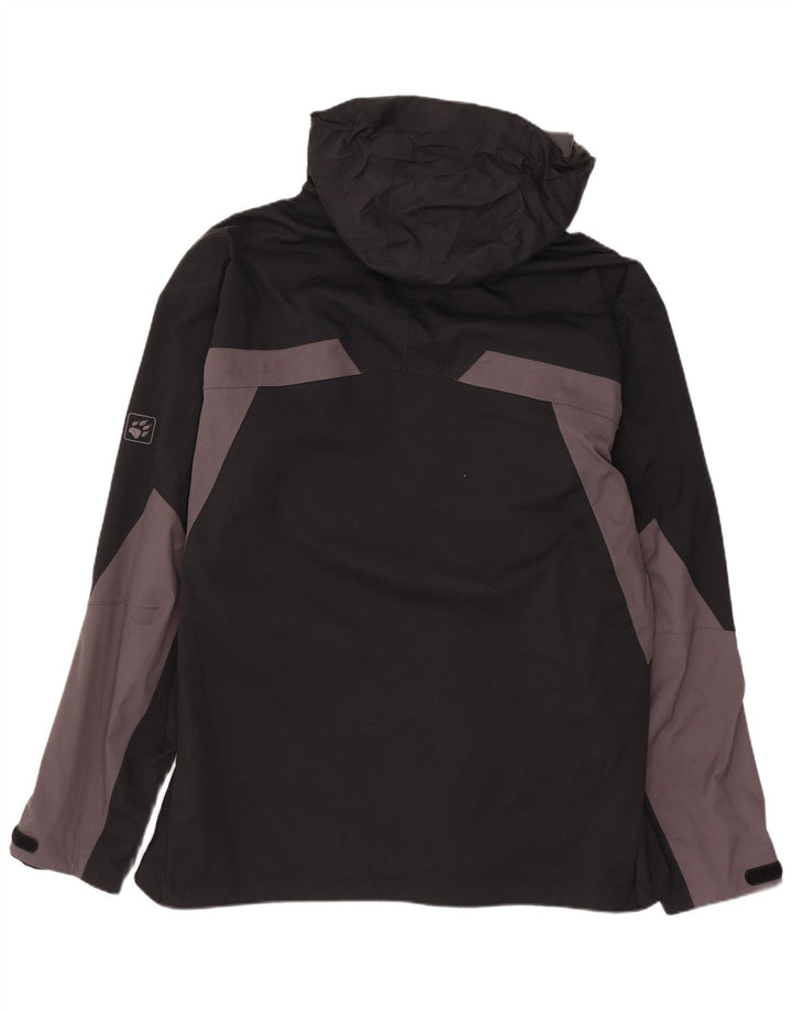 JACK WOLFSKIN Jachetă de ploaie cu glugă pentru bărbați UK 36/38 Medium Black Colorblock