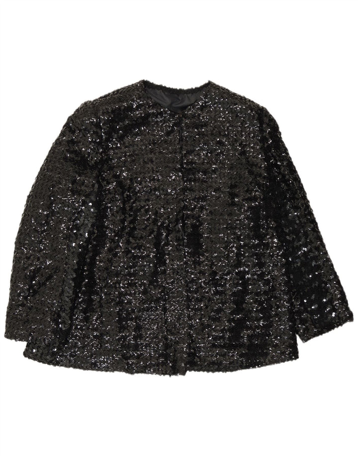 Jachetă vintage cu paiete pentru femei UK 14 Large Black