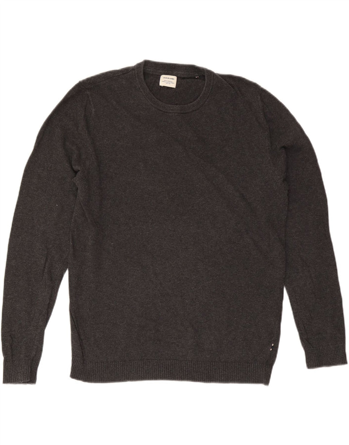 Pulover Jack & Jones pentru bărbați, cu gât crew, bumbac, gri mediu