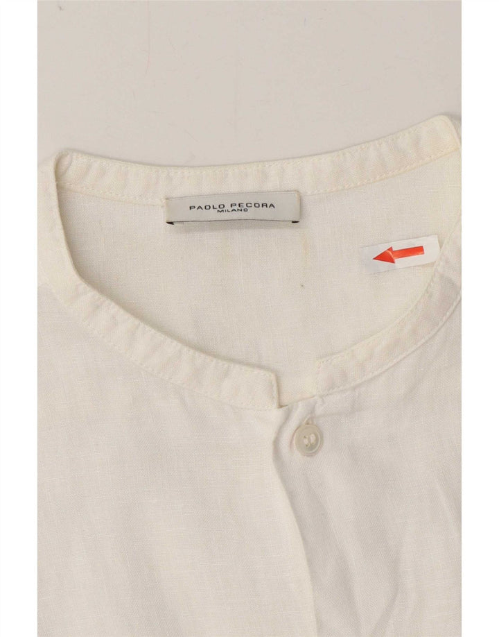 Paolo Pecora Cămașă pentru bărbați Mărimea 40 Medium White Linen