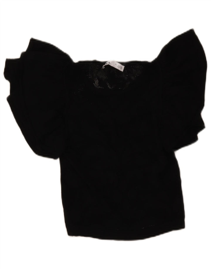 Bluză Crop Knit Top Femei Zara UK 8 Small Negru