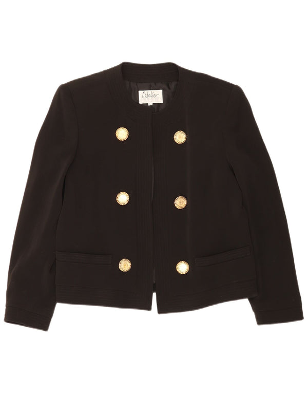 Jachetă Blazer Vintage pentru femei deschisă IT 44 Medium Black Acetat