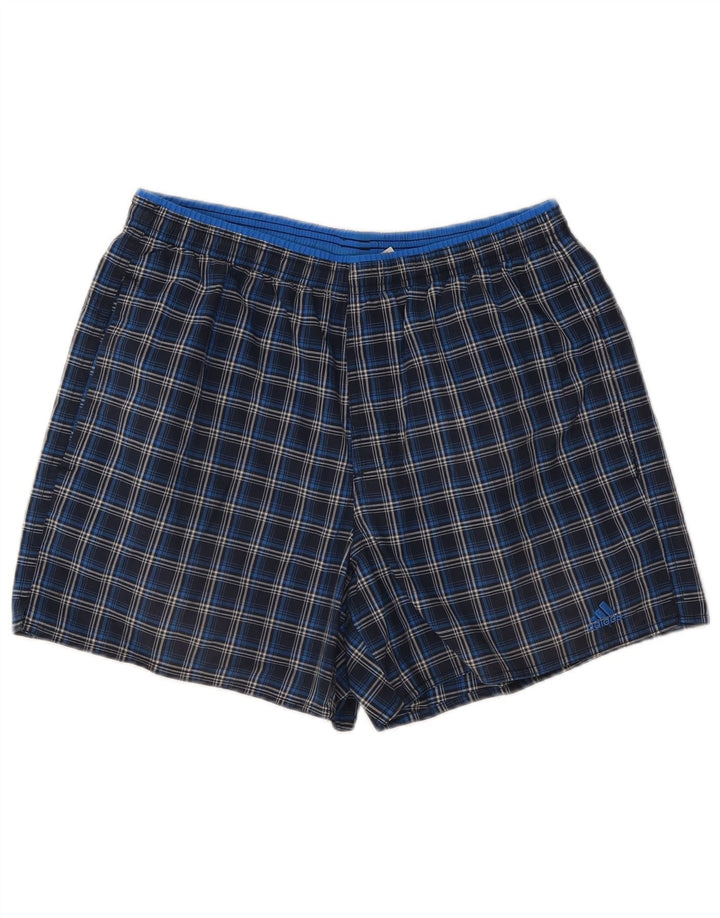 Pantaloni scurți sport Adidas pentru bărbați, poliester cu carouri medii bleumarin