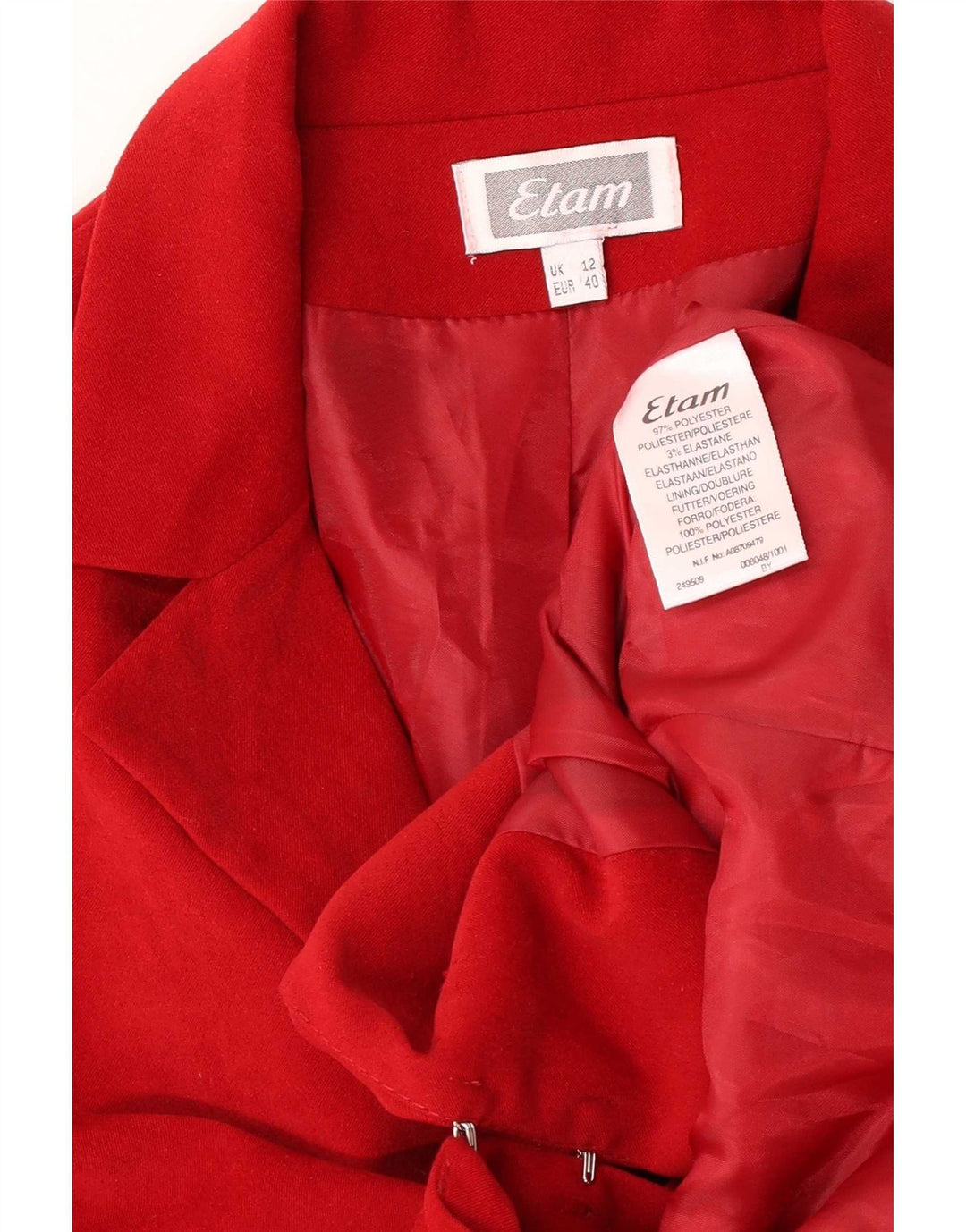 Etam Blazer Jacket pentru femei UK 12 Medium Red Poliester